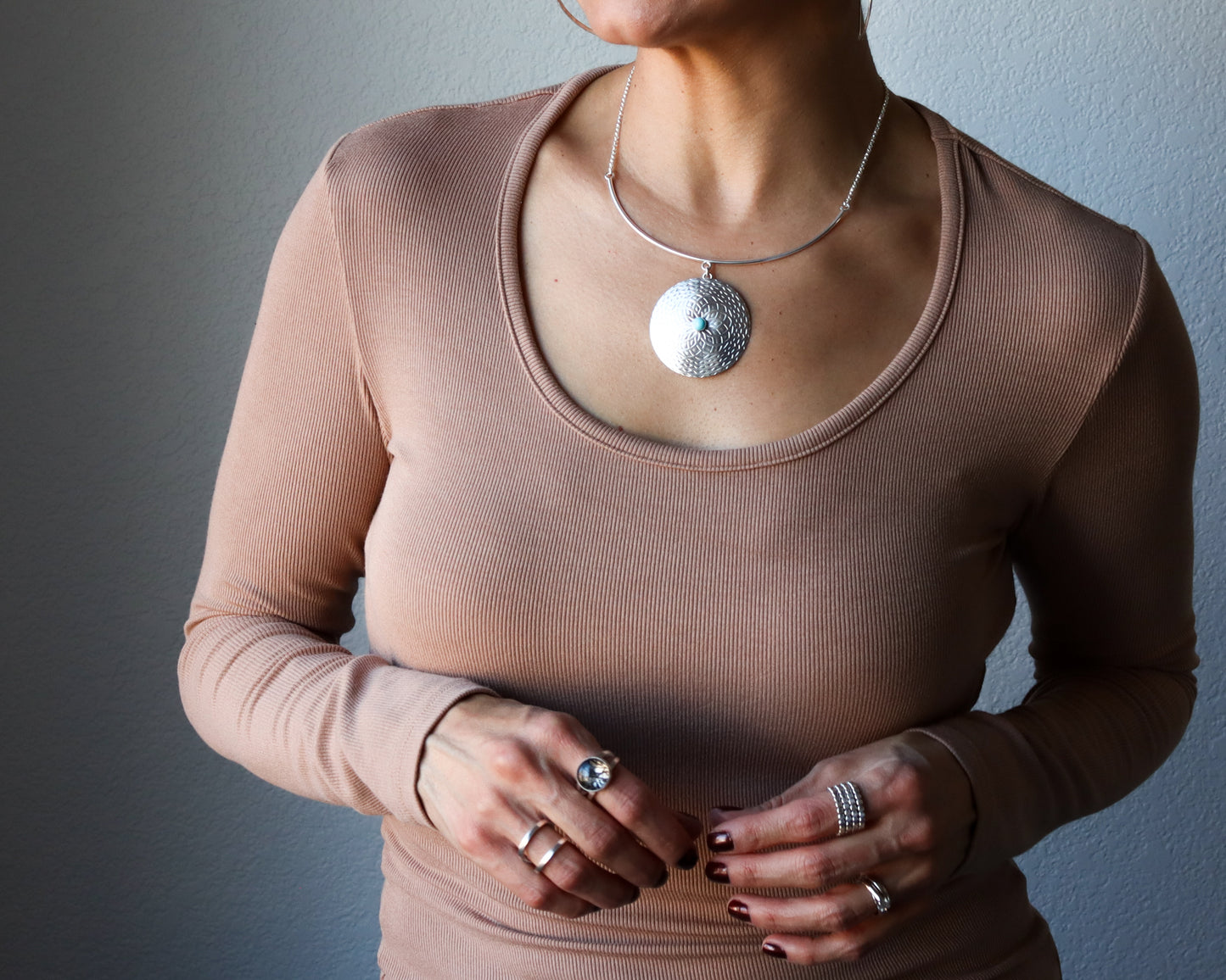 Pilar Mandala Necklace-pendant necklace-Blue Hour Designs