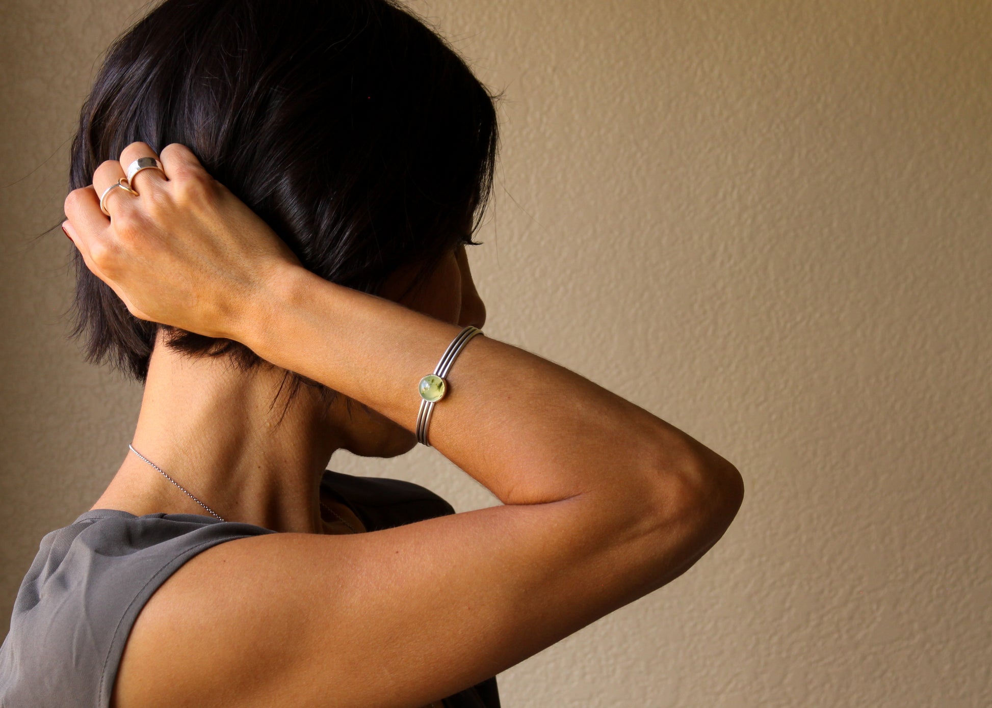 Prehnite Treble Cuff-cuff bracelet-Blue Hour Designs