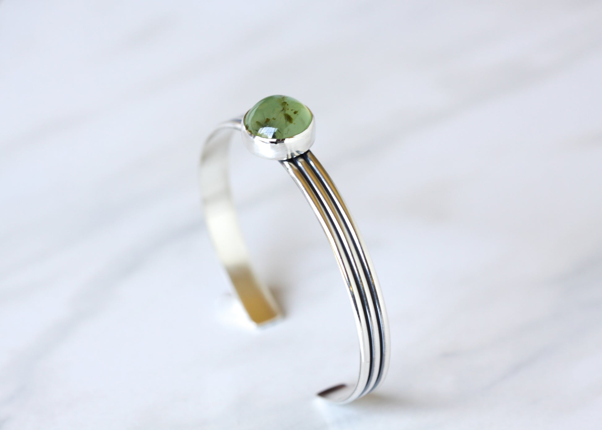 Prehnite Treble Cuff-cuff bracelet-Blue Hour Designs