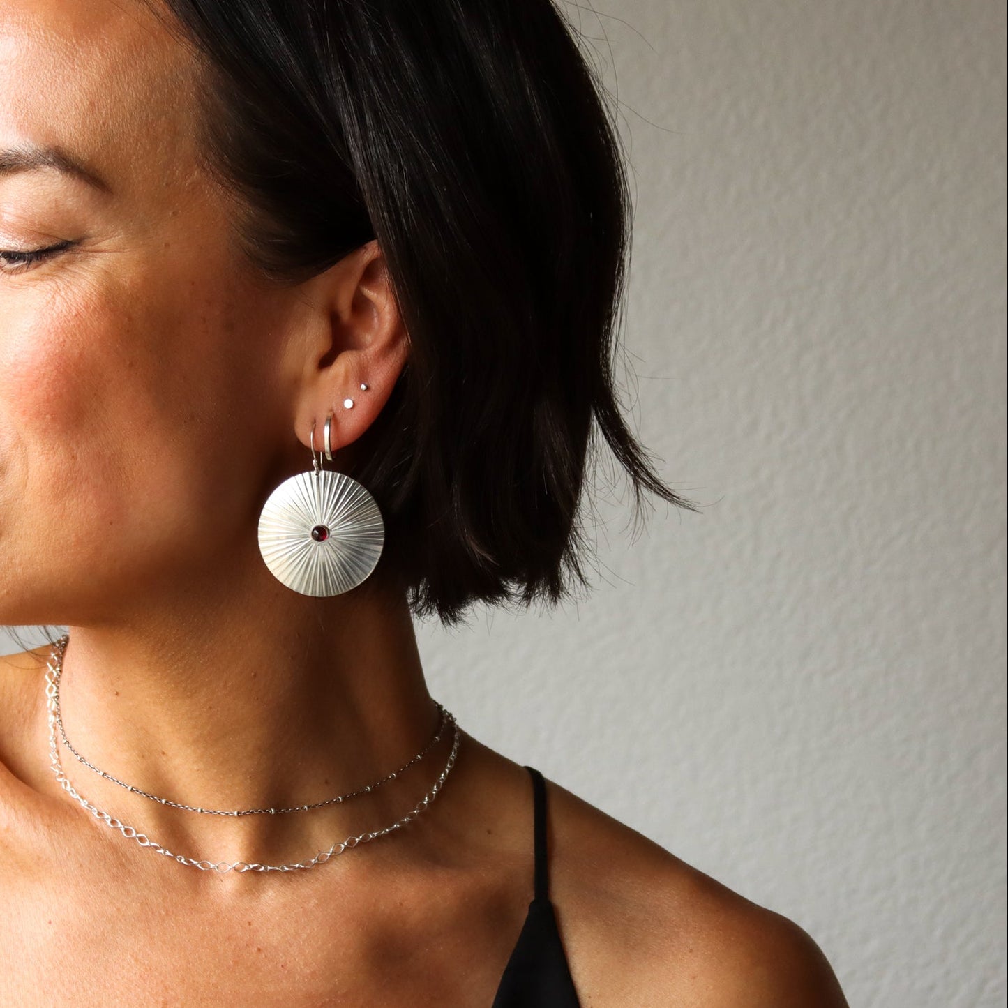 Circle Dot Studs - Silver