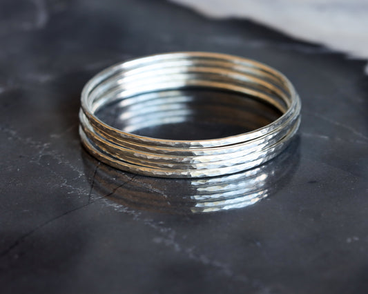 Desert Bangle - Set of 5 - Silver