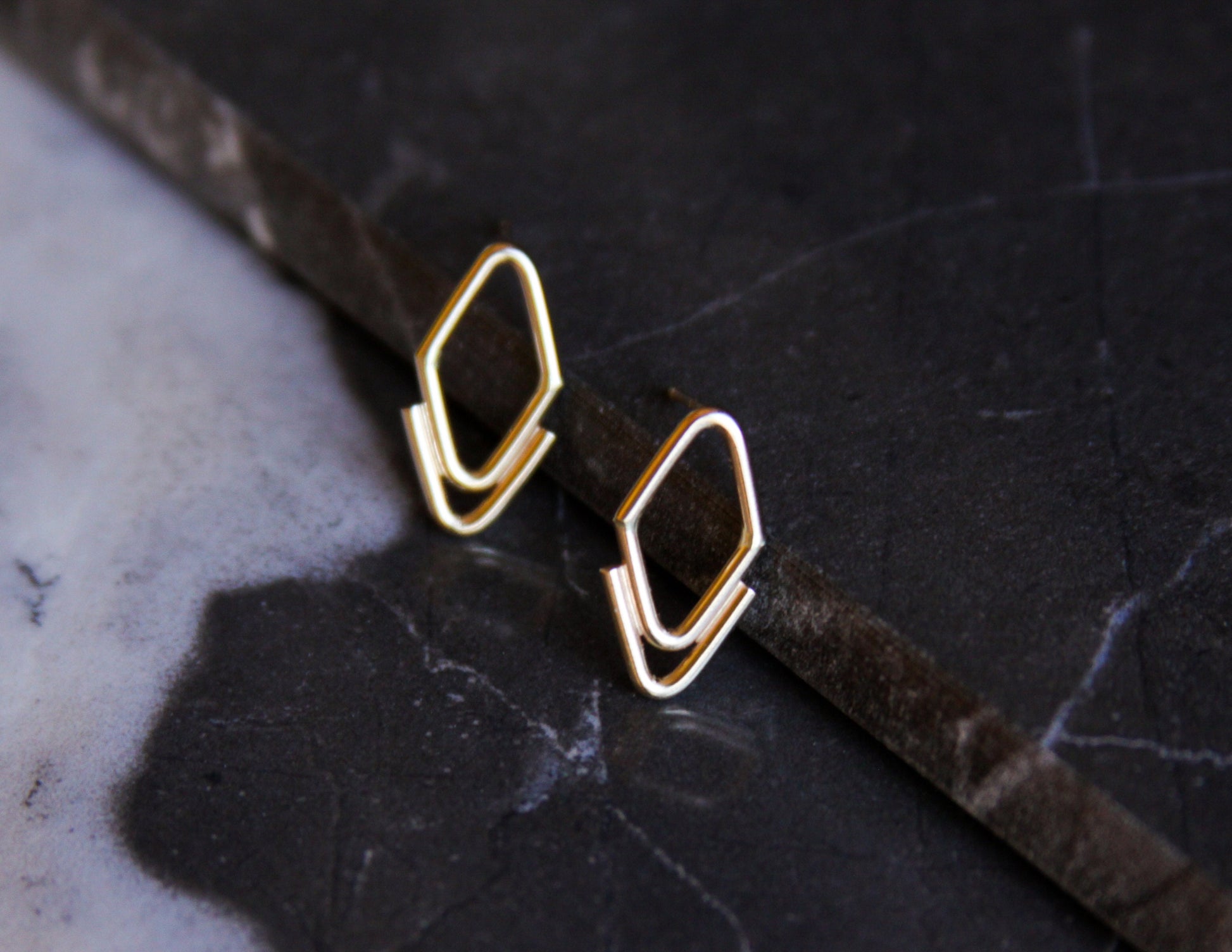 Arrowhead Studs - 14KY Gold-stud earrings-Blue Hour Designs