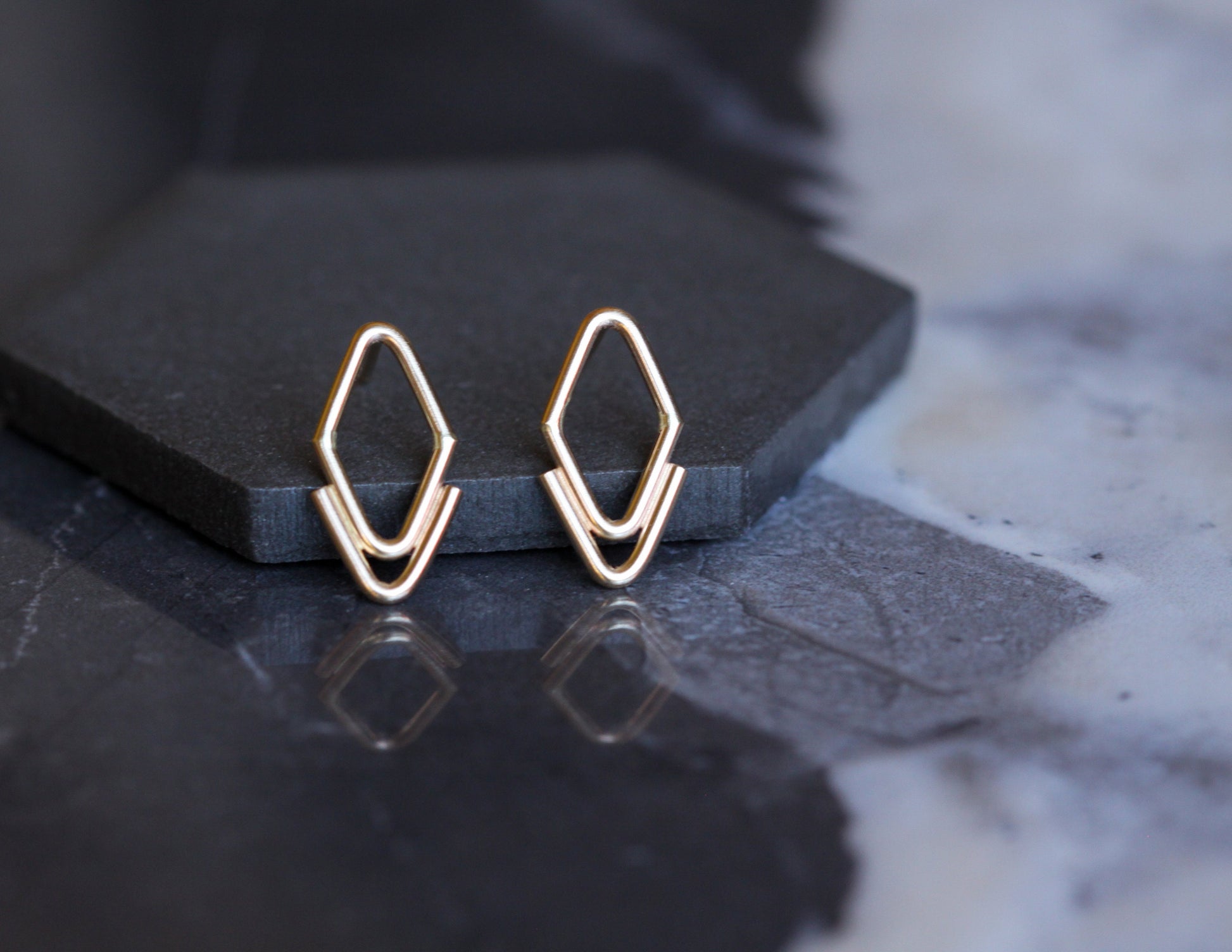 Arrowhead Studs - 14KY Gold-stud earrings-Blue Hour Designs