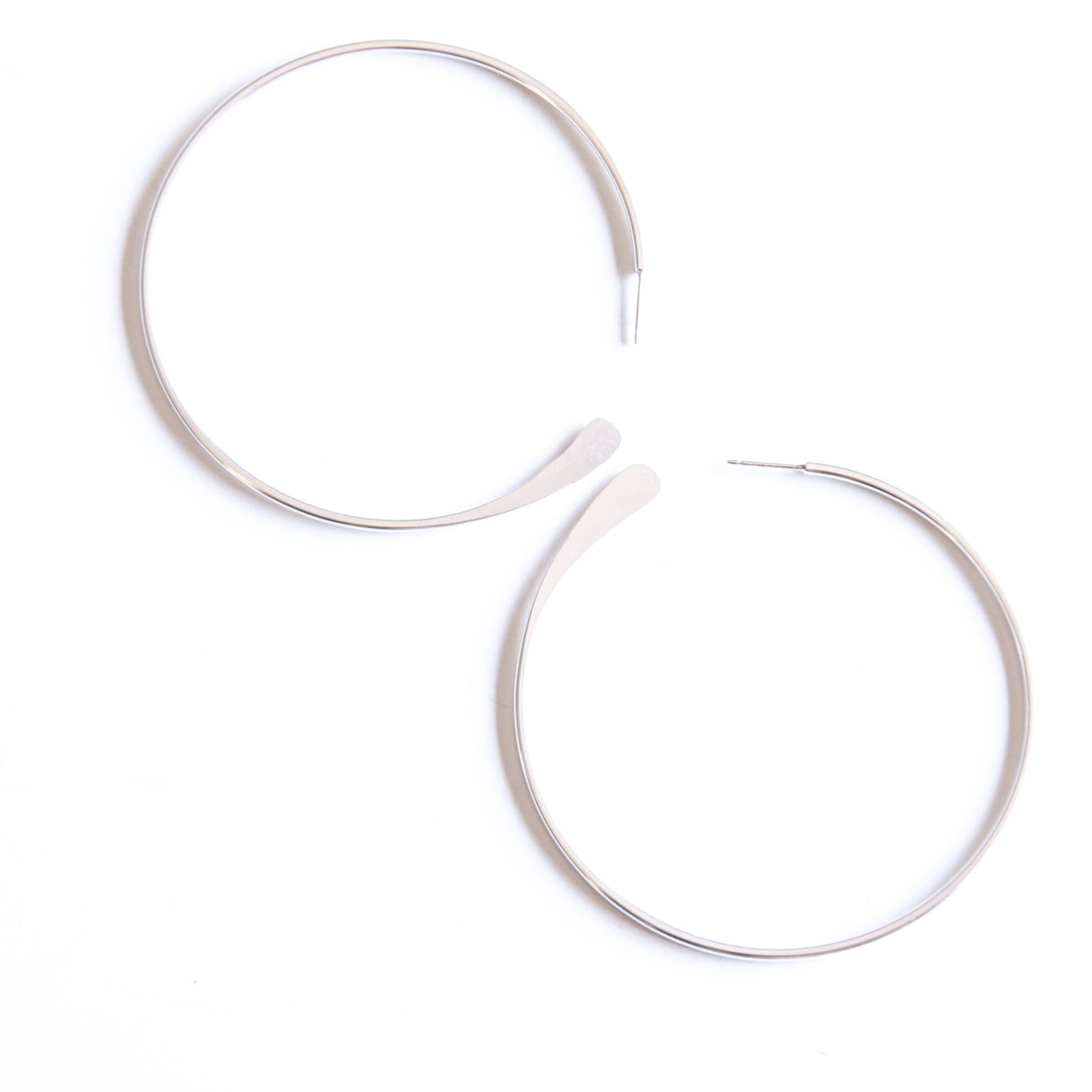 Hammered Tail Hoops - Large-hoop earrings-Blue Hour Designs