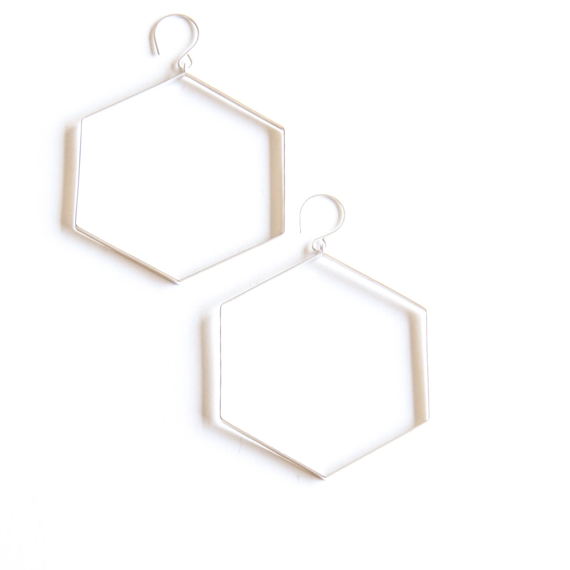 Hexagon Hoops-hoop earrings-Blue Hour Designs