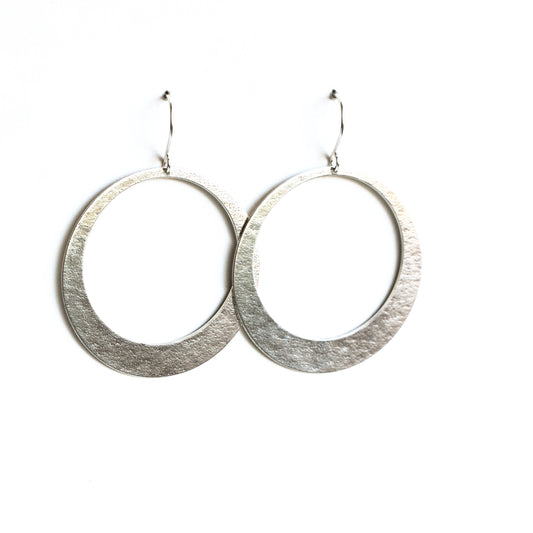 Lunar Hoop Earrings - Silver, Large-hoop earrings-Blue Hour Designs