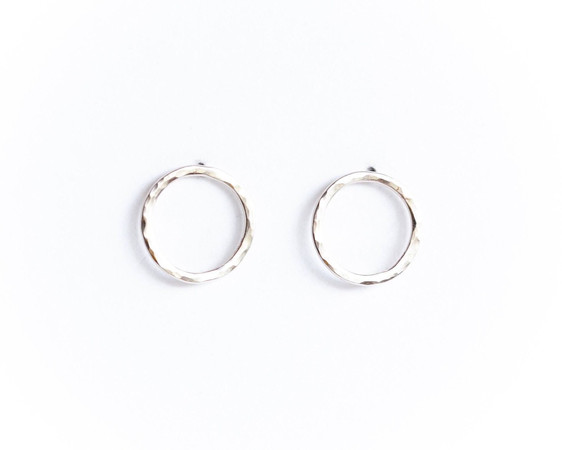 Simple Classic Circle Earrings - White Gold, Petite-stud earrings-Blue Hour Designs