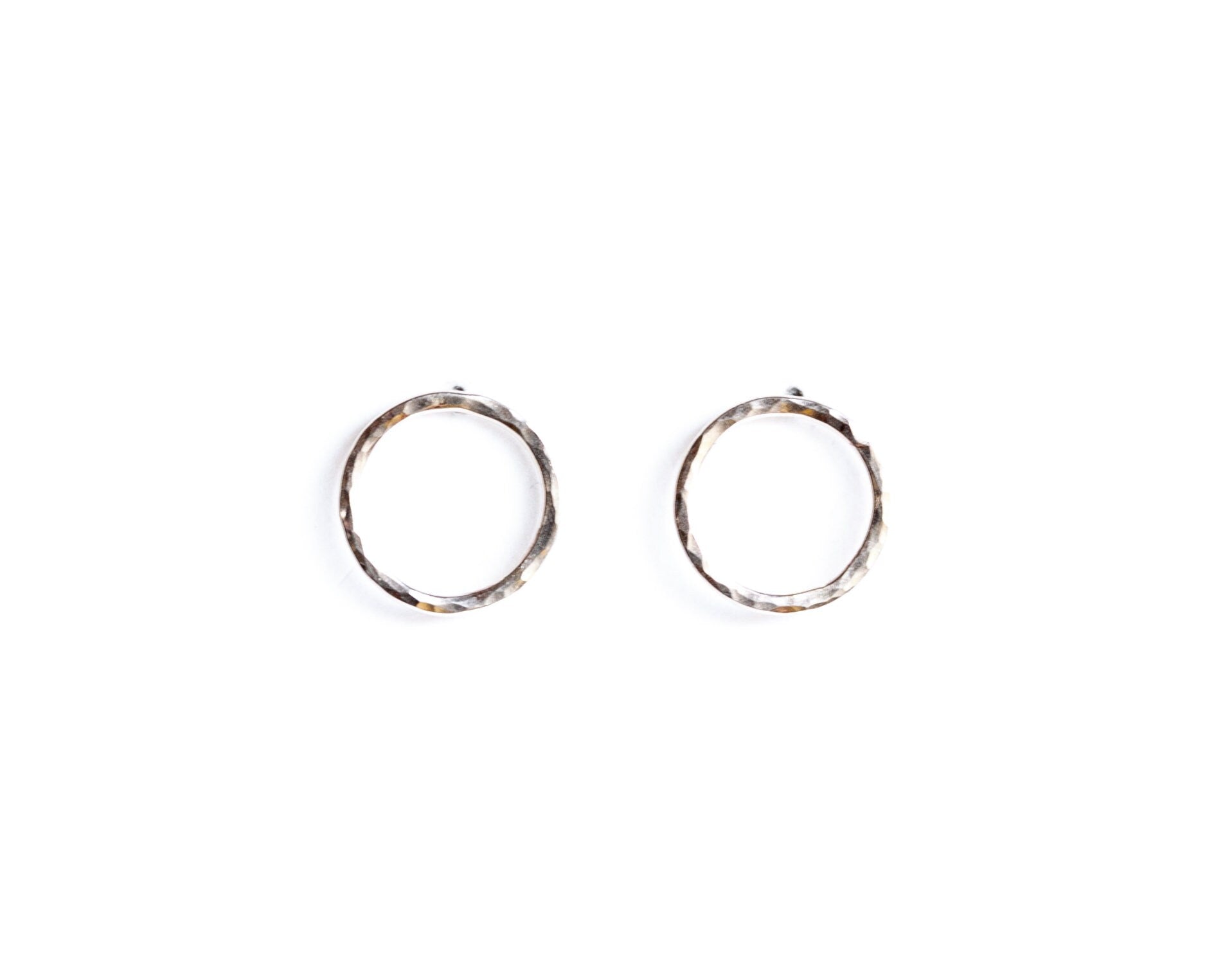 Simple Classic Circle Earrings - White Gold, Petite-stud earrings-Blue Hour Designs