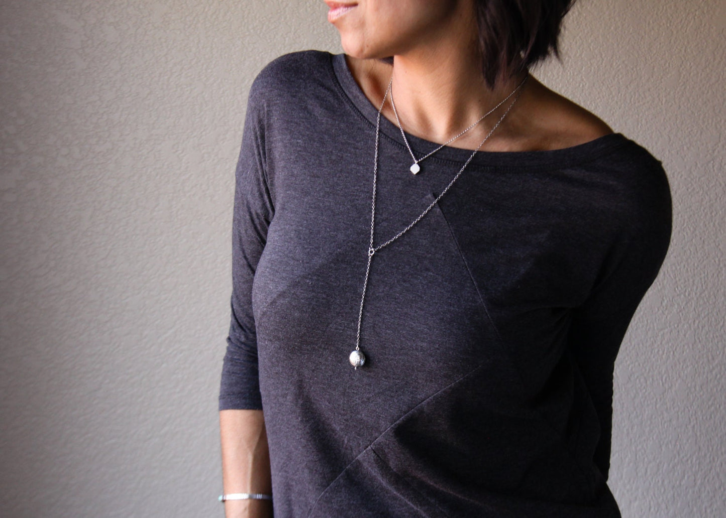 Token Drop Lariat Necklace