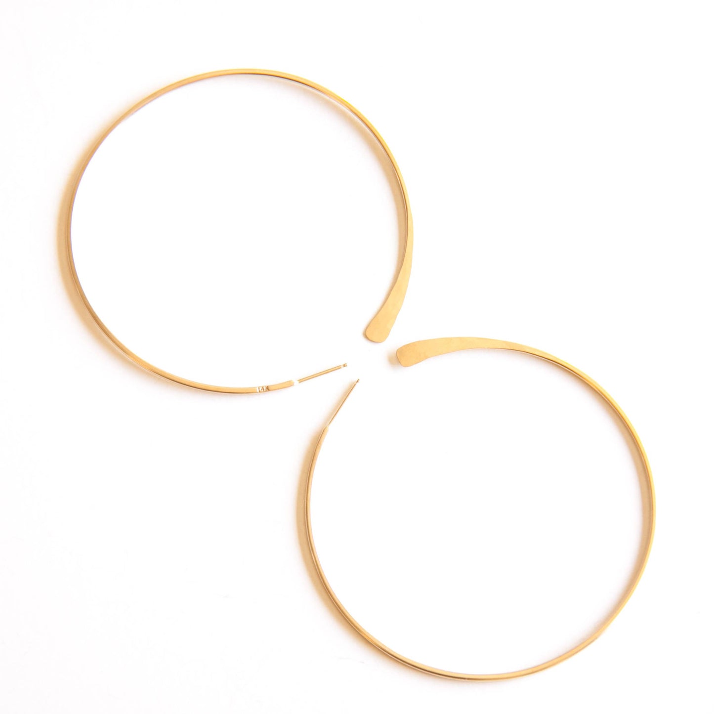 Hammered Tail Hoops - 14KY Gold, Large