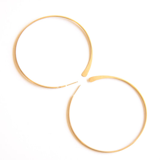 Hammered Tail Hoops - 14KY Gold, Large