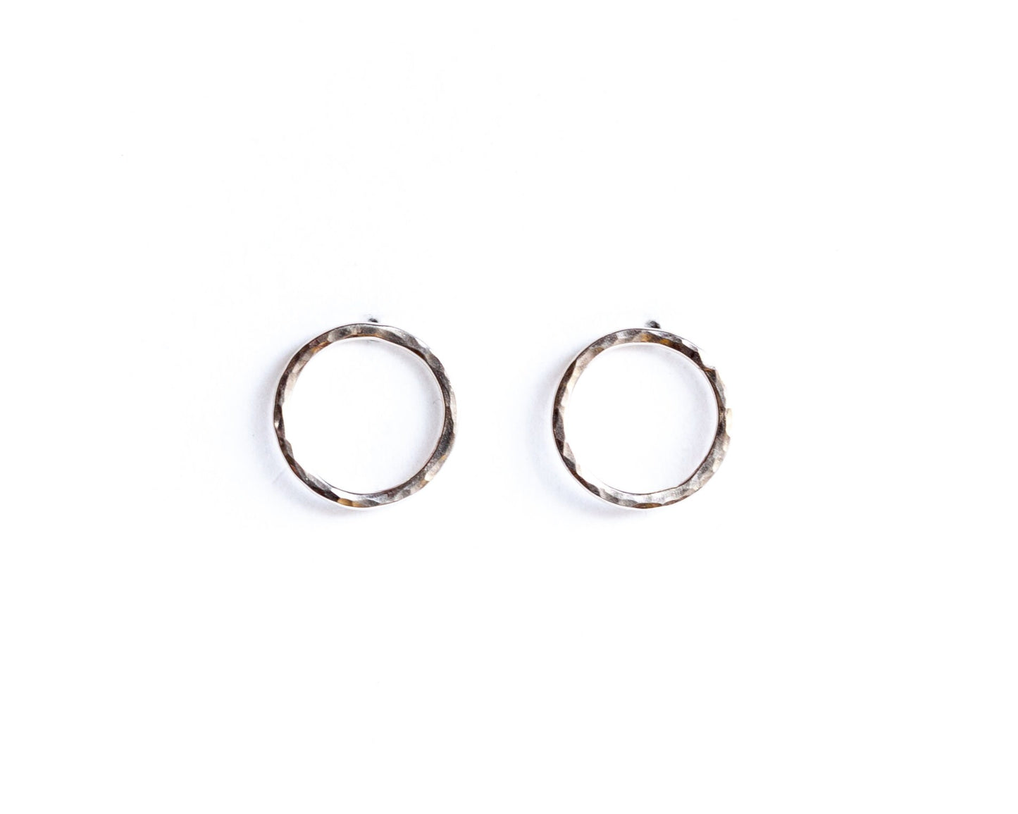 Simple Classic Circle Earrings - White Gold, Petite