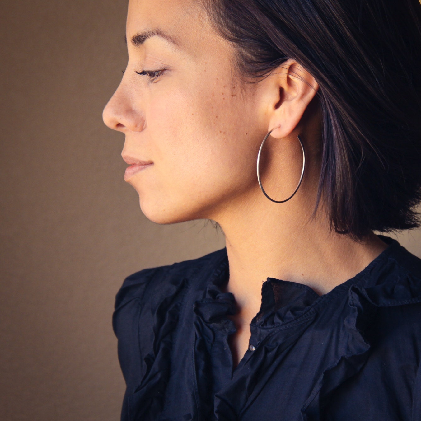 Hammered Tail Hoops - Large