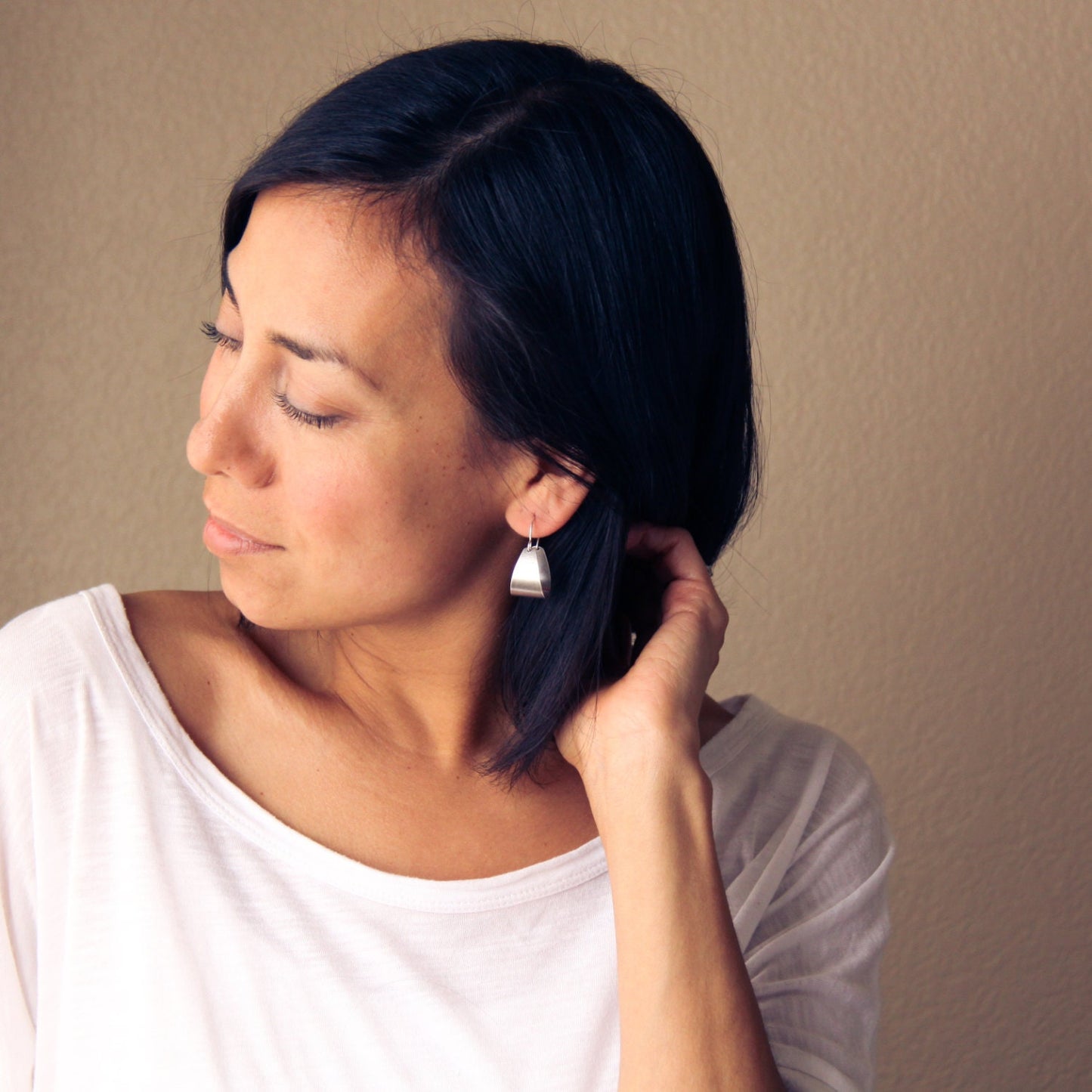 Small Silver Scoop Earrings